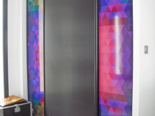 Décoration adhésive porte de placard abstrait coloré